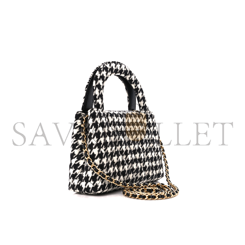 Ch*el master tweed houndstooth quilted nano kelly shopper (19*13*7cm)